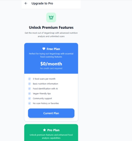 Food Calorie Estimation App (VeganSnap) – screenshot 1
