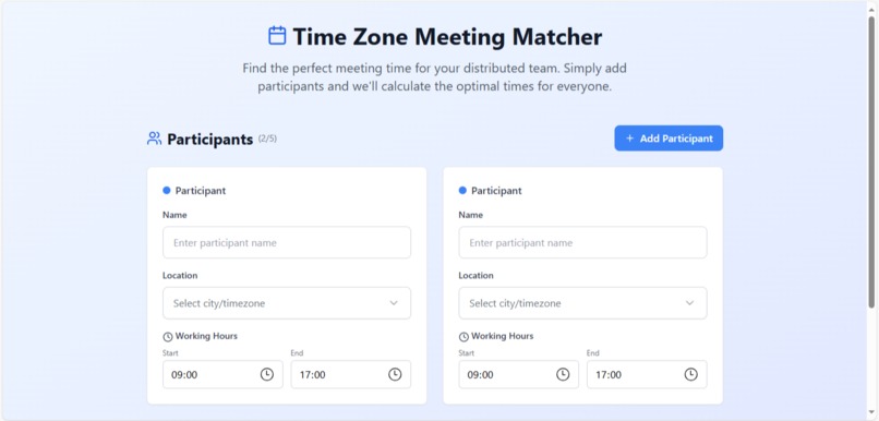 Time Zone Meeting Matcher – screenshot 1
