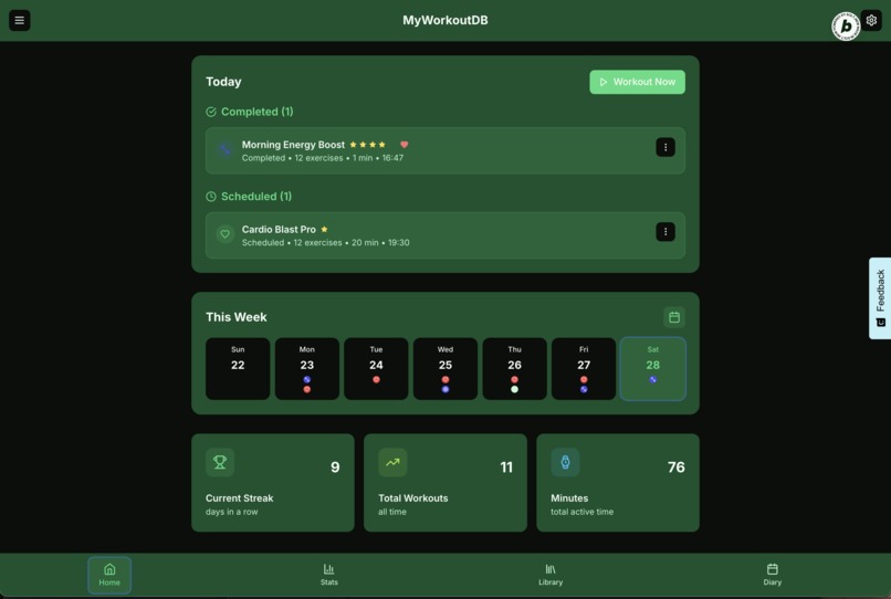 MyWorkoutDB – screenshot 1