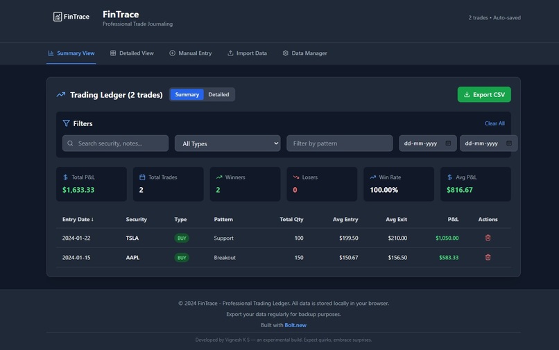 FinTrace – screenshot 2