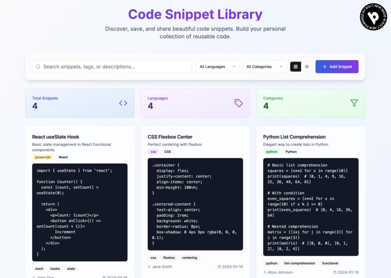 Code Snippet Library – screenshot 1