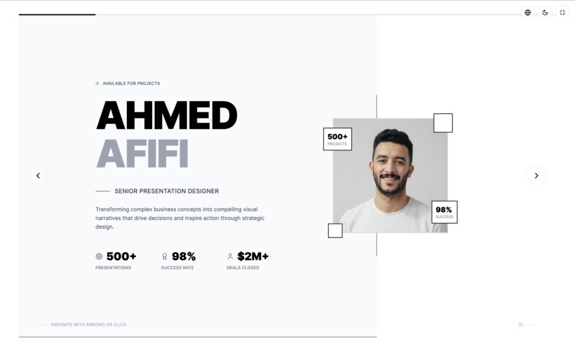 Afifi's Presentation website – screenshot 1