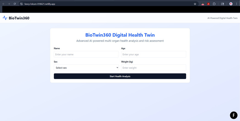 BioTwin360 – AI-Powered Multi-Organ Digital Twin – screenshot 2
