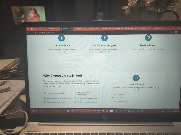 Cash2Crypto Bridge: Web2 Donations for Web3 Projects – screenshot 1