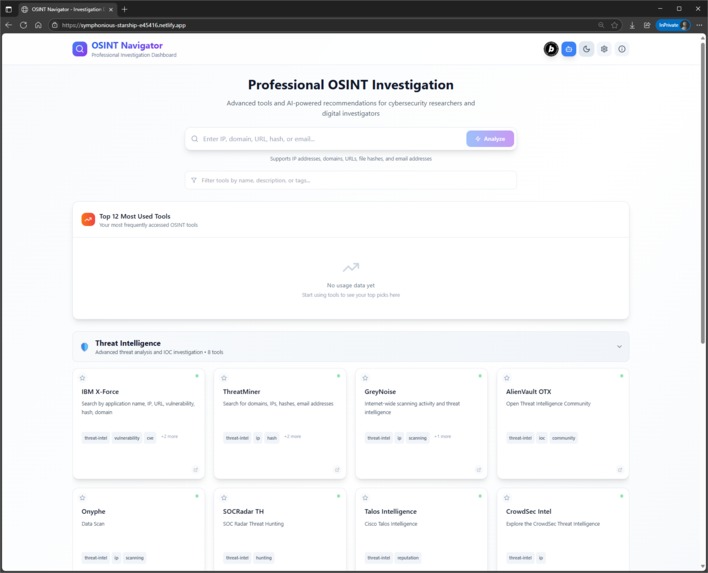 OSINT Tools Hub – screenshot 2