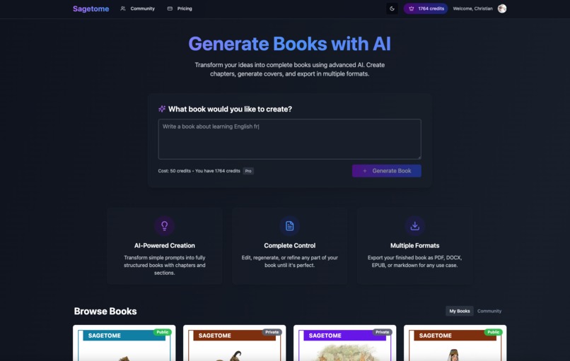 Sagetome-AI Book Generator – screenshot 1