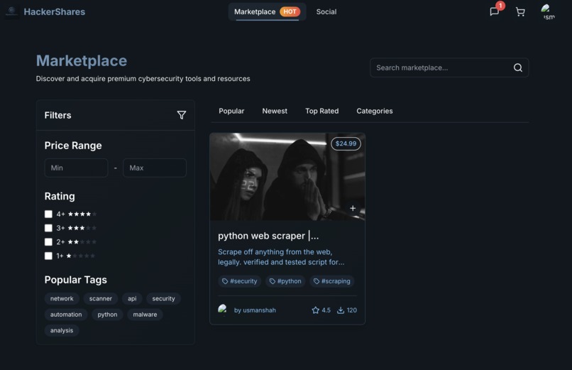 HackerShares – screenshot 2