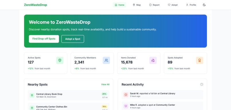 “ZeroWasteDrop” – Community Recycling & Donation Map – screenshot 3