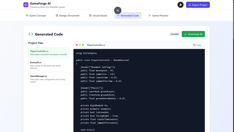 GameForge AI – generate a playable game from a single prompt – screenshot 4