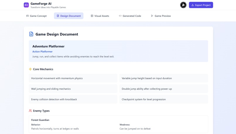 GameForge AI – generate a playable game from a single prompt – screenshot 2