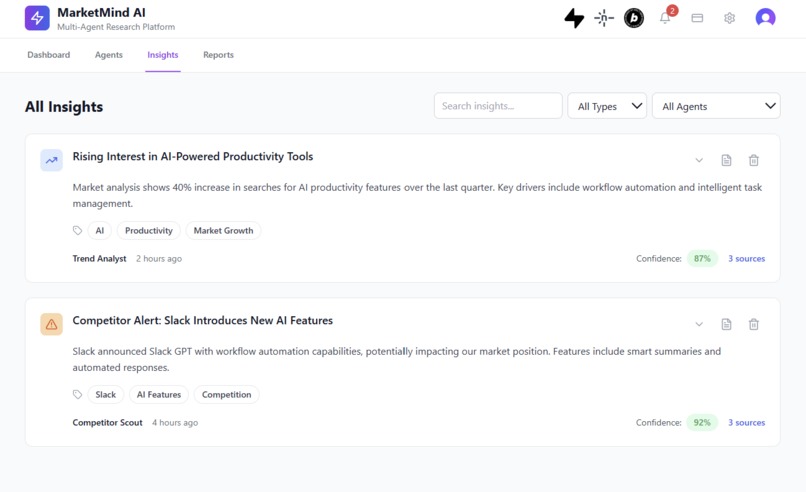 MarketMind AI – Multi-Agent Research Platform – screenshot 3