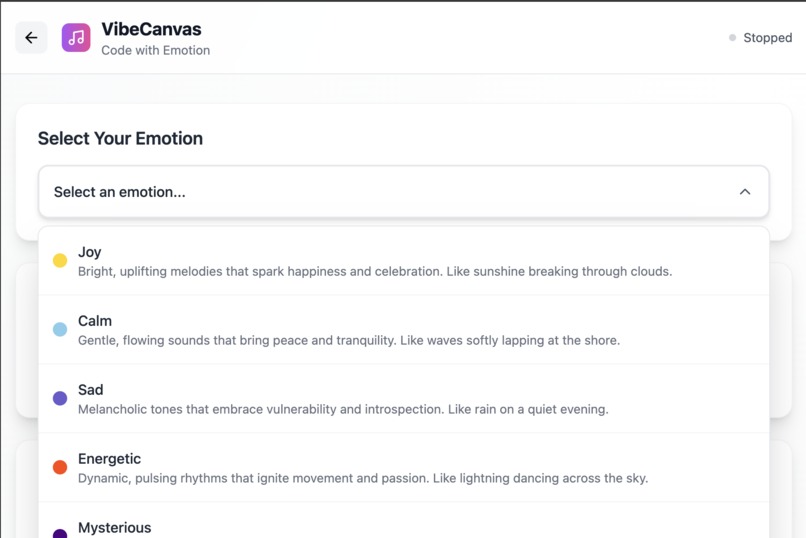 VibeCanvas: Code With Emotion – screenshot 3