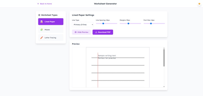 Dyslexia-Friendly Daily Worksheet Generator – screenshot 2