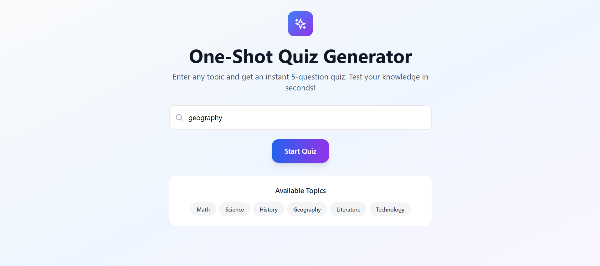 One-Shot Quiz Generator | Devpost