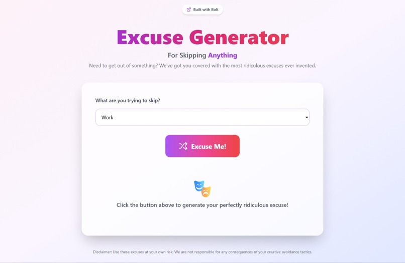 Excuse Generator for Skipping Anything – screenshot 1