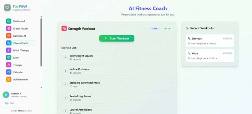 StartWell : AI powered Wellness App – screenshot 6