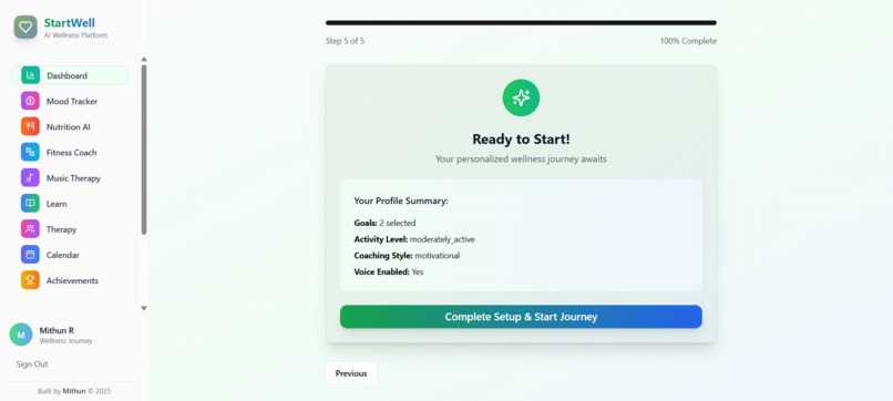 StartWell : AI powered Wellness App – screenshot 2