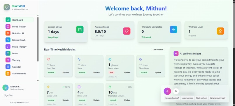 StartWell : AI powered Wellness App – screenshot 3