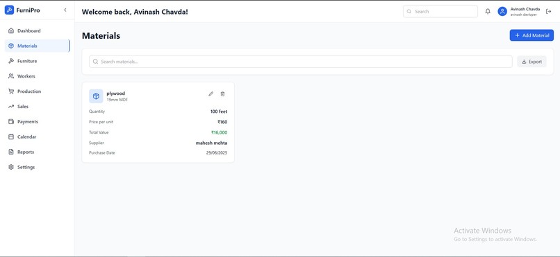 furniture business management system – screenshot 2