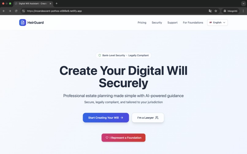 HeirGuard – Digital Will Assistant – screenshot 2