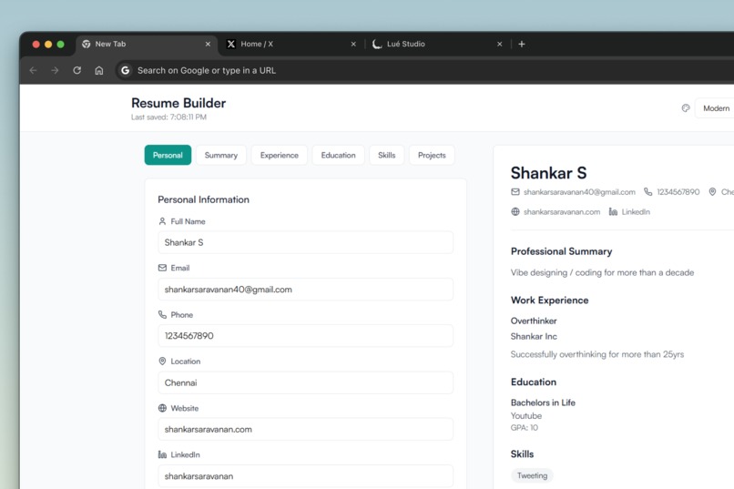 Resume builder – screenshot 1