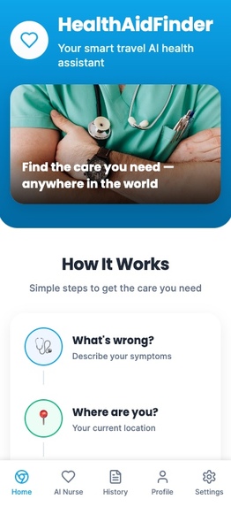 HealthAidFinder: Your smart travel AI health assistant.  – screenshot 1