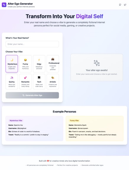 AltMe — “Your Internet Alter Ego” Generator – screenshot 1