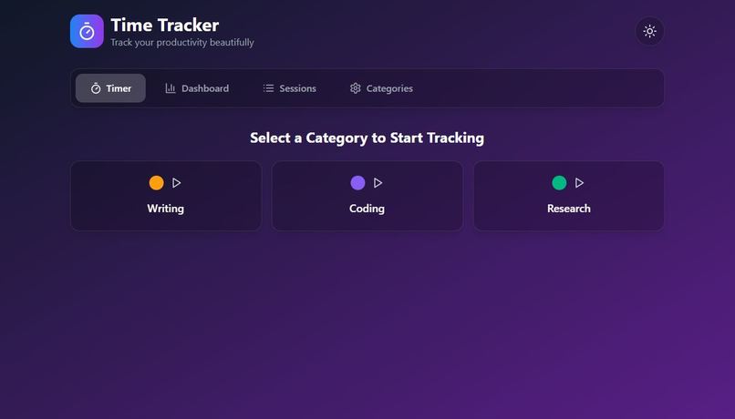 Time Tracking App One-Shot Challenge – screenshot 1