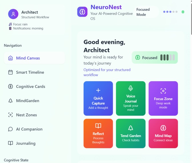 NeuroNest  “Your AI-Powered Cognitive Operating System” – screenshot 2