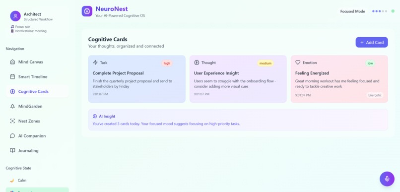 NeuroNest  “Your AI-Powered Cognitive Operating System” – screenshot 4