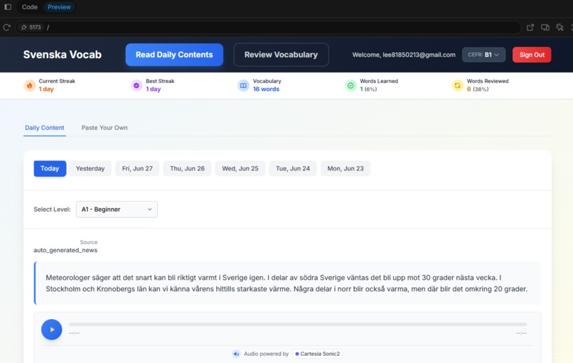 Swedish Vocabulary Microlearning  – screenshot 2