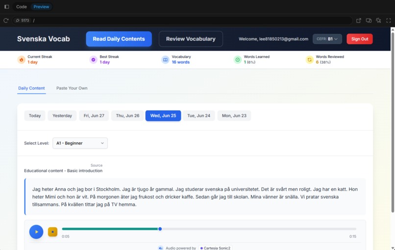 Swedish Vocabulary Microlearning  – screenshot 3