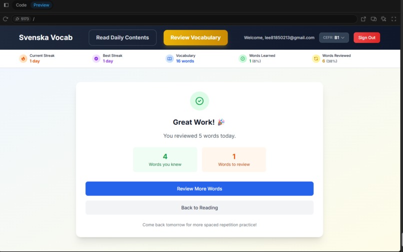 Swedish Vocabulary Microlearning  – screenshot 4