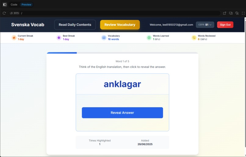 Swedish Vocabulary Microlearning  – screenshot 6