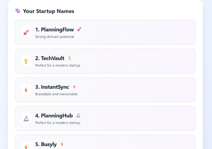 Beautiful Startup Name Generator – screenshot 2