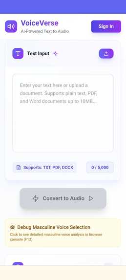 Project VoiceVerse AI – screenshot 1