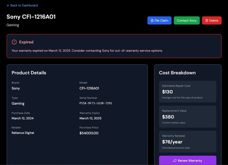 Warrantrix - combining “Warranty” and “Matrix” implying AI . – screenshot 3