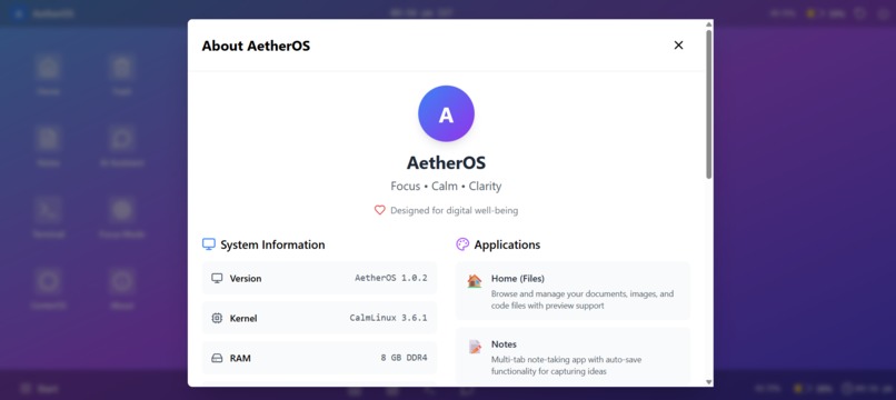 AetherOS – screenshot 4