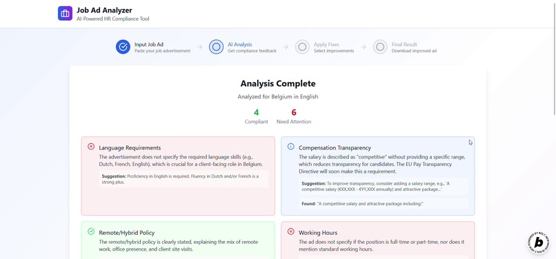 JobAdTuner - make sure your job ad has all the details – screenshot 2