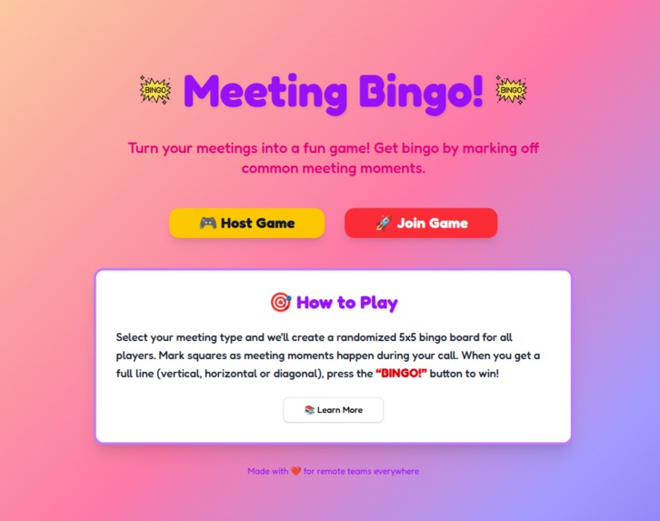 Meeting Bingo – screenshot 1