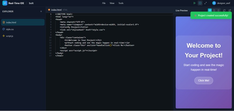 Bolt-IDE  - one single prompt – screenshot 1
