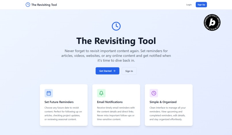 The Revisiting Tool – screenshot 1
