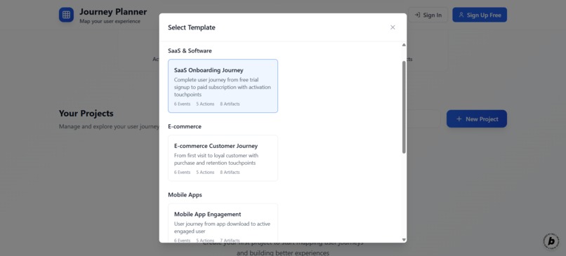 User Journey Planner – screenshot 2