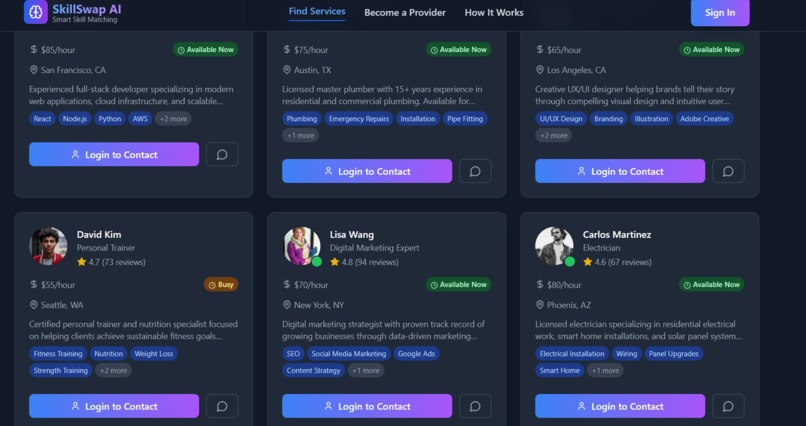 SkillSwap AI – On-Demand Skill Matching Assistant – screenshot 3