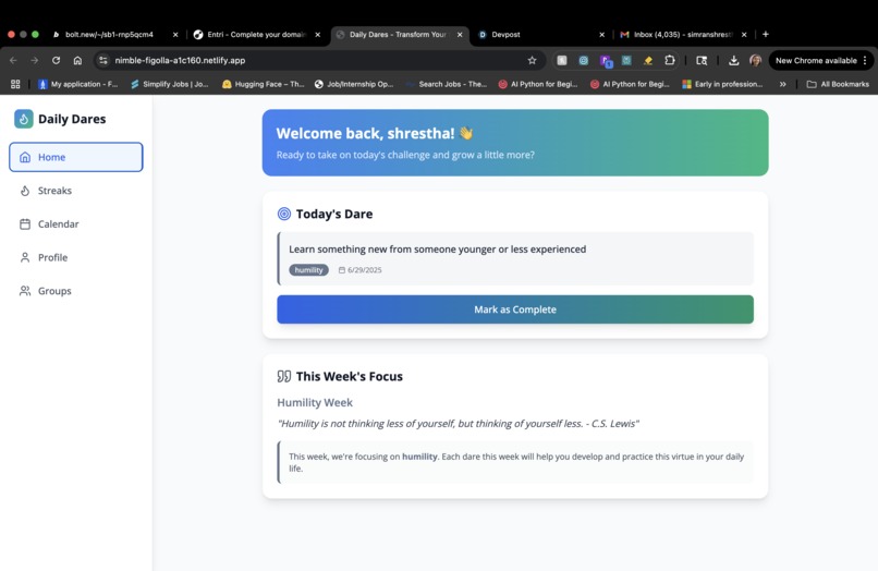 DailyDares – screenshot 1