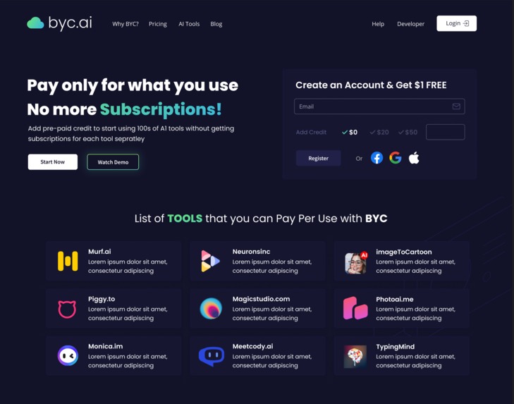 BYC- AI Micro-Billing Wallet – screenshot 1