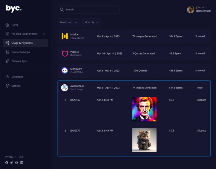 BYC- AI Micro-Billing Wallet – screenshot 7