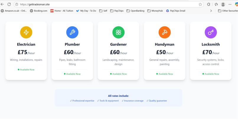 Professional Tradesman Booking Platform – screenshot 1