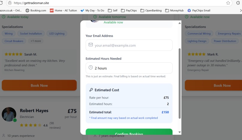 Professional Tradesman Booking Platform – screenshot 3