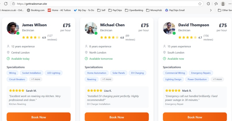 Professional Tradesman Booking Platform – screenshot 4